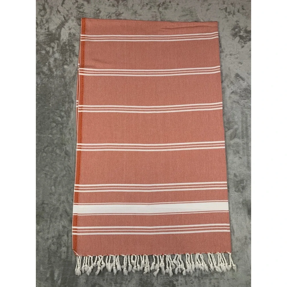 Loomed NOLA Organic Cotton Turkish Towel Peshtemal Terracotta Orange Stripe Boho